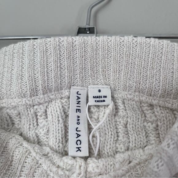 Janie and Jack NEW Cable Knit Stretch Cotton Pull On Shorts Cream and Sugar Sz 8 - Picture 5 of 7